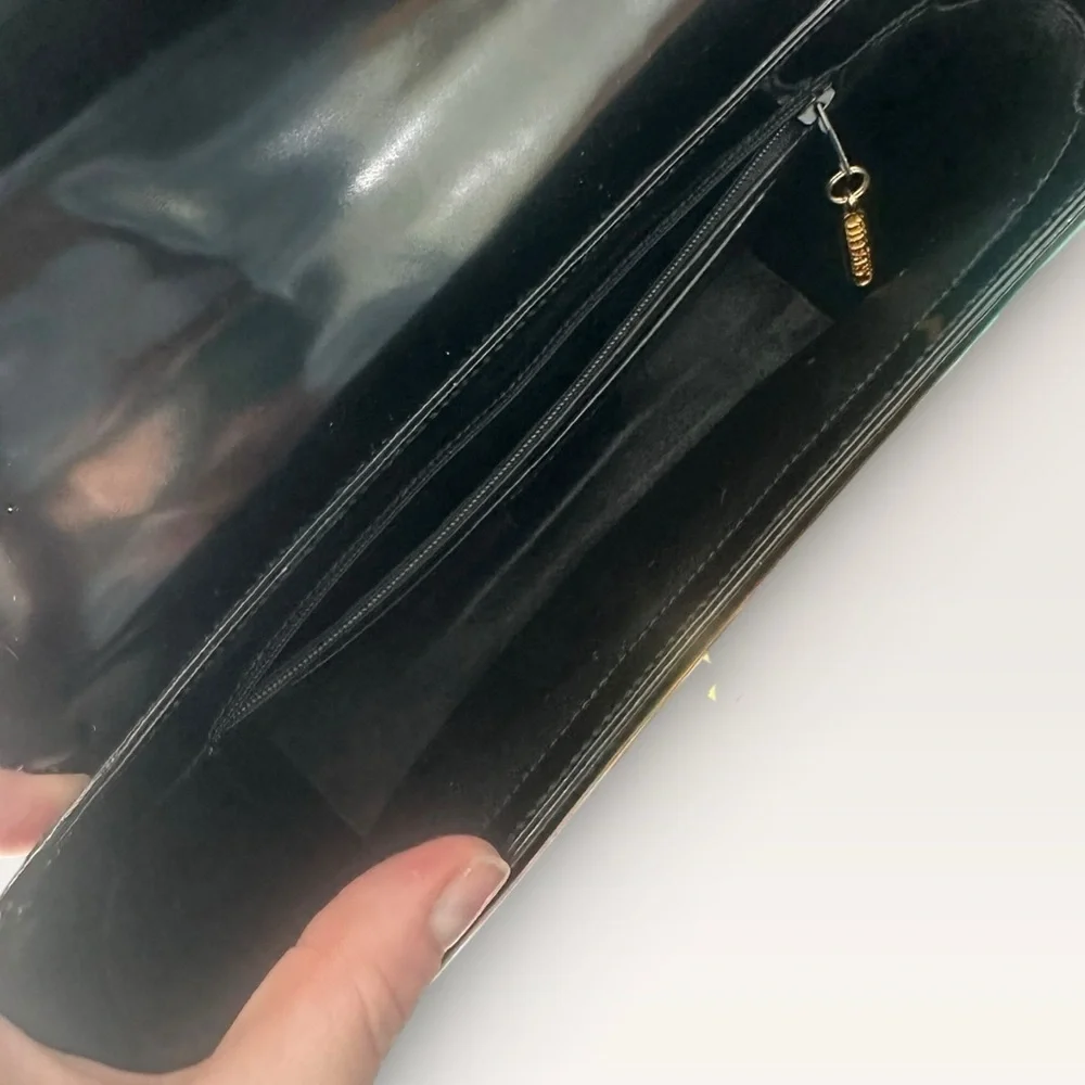 Tiffany & Co Vintage Classic Black Patent Leather Top Handle Bag Made in Italy